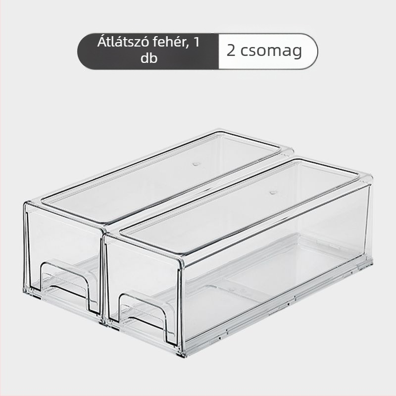 Asztali tároló doboz átlátszó PET-ből, kihúzható kialakítás, kapacitás 10, falra szerelhető furás nélkül