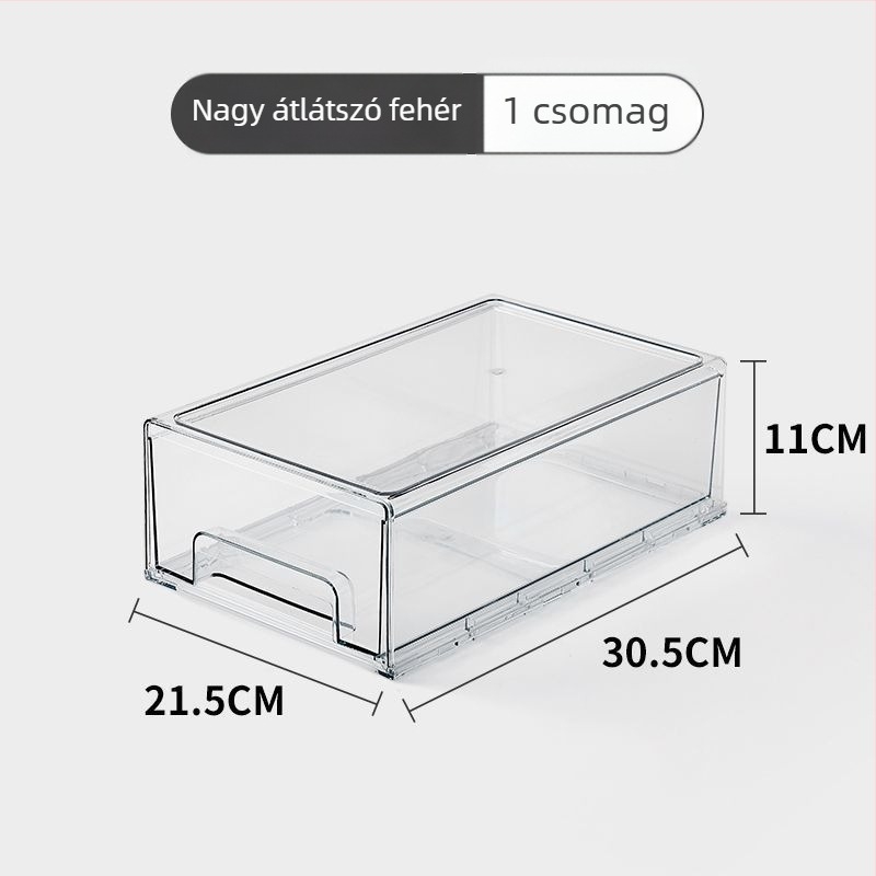 Asztali tároló doboz átlátszó PET-ből, kihúzható kialakítás, kapacitás 10, falra szerelhető furás nélkül