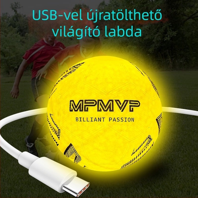 Type-C tölthető világító gumilabda, vízálló, zöld