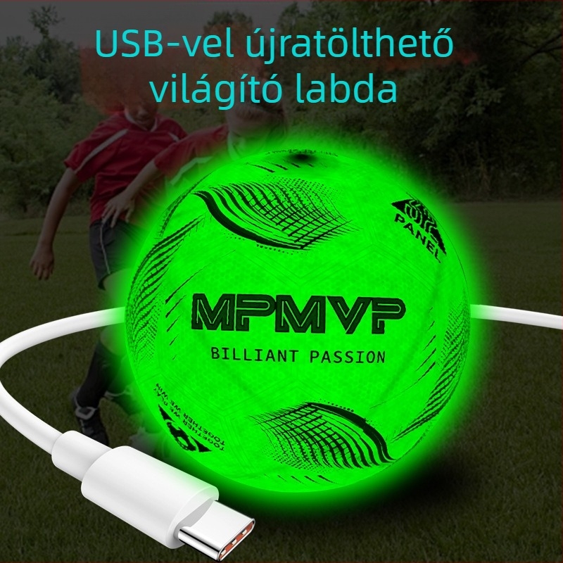 Type-C tölthető világító gumilabda, vízálló, zöld