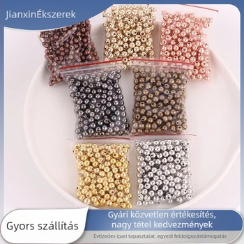 Szabadon füzhető műanyag gyöngyök, elektroplakált bevonattal, egyenes lyukkal, nemes mintázat, 1000 db/csomag