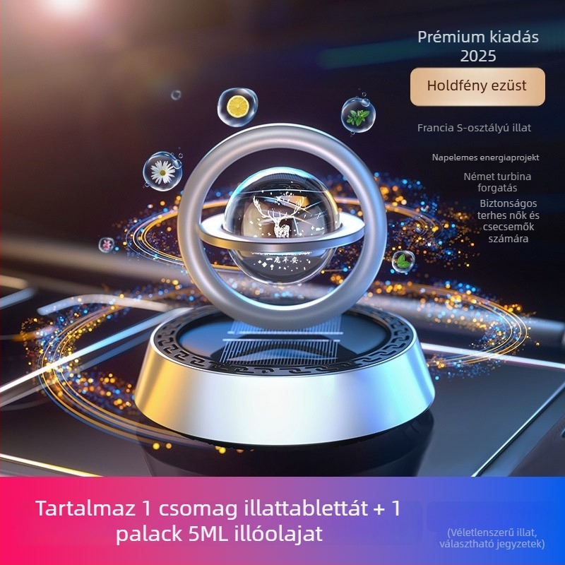 Autó illatosító dísz alumínium tartóval, ülésre helyezhető, dekoratív, frissítő és illatosító funkcióval