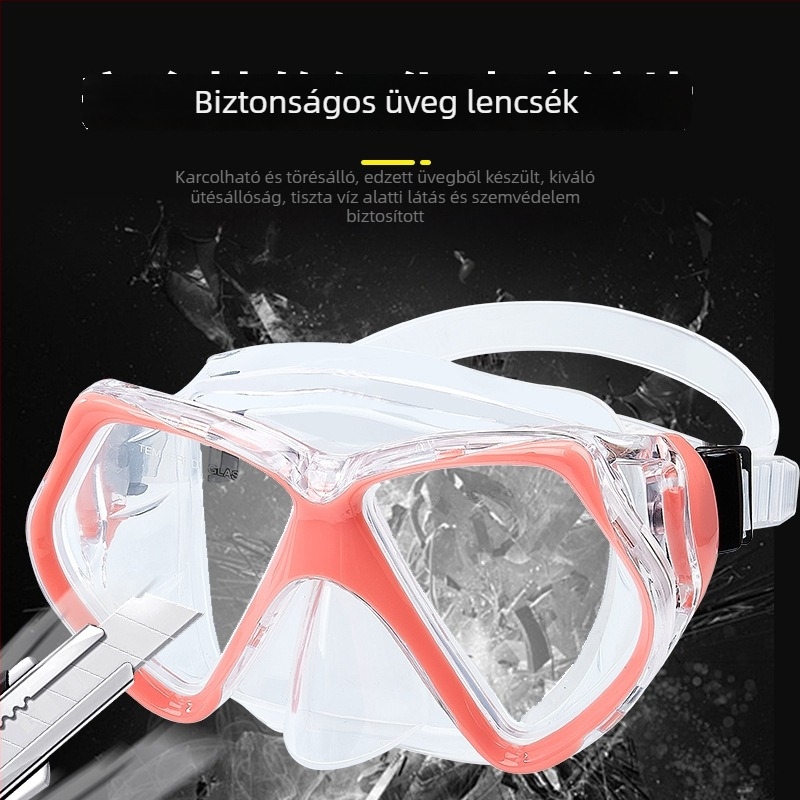 Felnőtt búvármaszk polikarbonát kerettel, edzett üveglencsékkel, orrvédővel, súlya 230 g