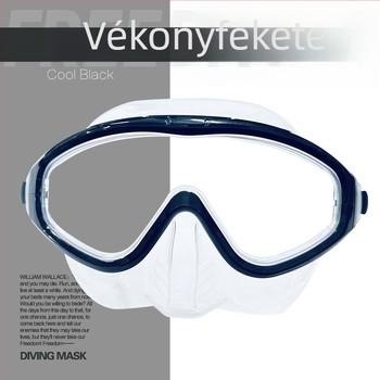 Szabadmerüléses maszk nagy kerettel, anti-fog, alacsony térfogatú; anyag: folyékony szilikon; márka: OTHER; licencelt magánmárkák nélkül