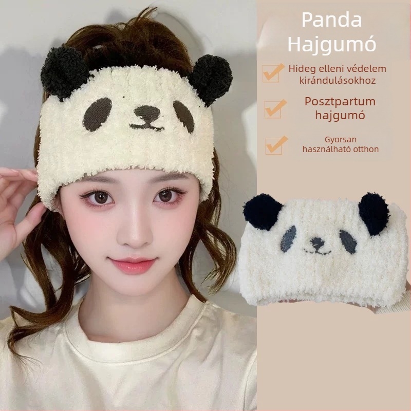 Huijin anyatejes plüss fejkendő panda mintával, széles kialakítás, posztpartum fejkendő, homlokvédő, geometriai minta, ősz 2025