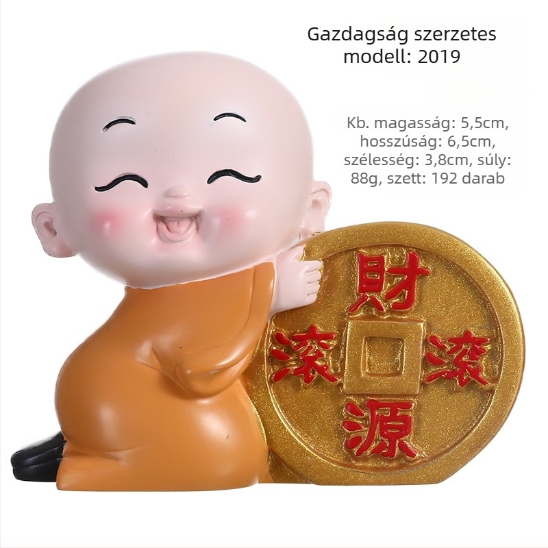 Gyanta figura kínai stílusú szerzetes, karikatúra dekoráció, házavató ajándék