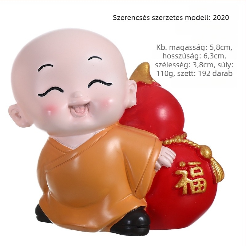 Gyanta figura kínai stílusú szerzetes, karikatúra dekoráció, házavató ajándék