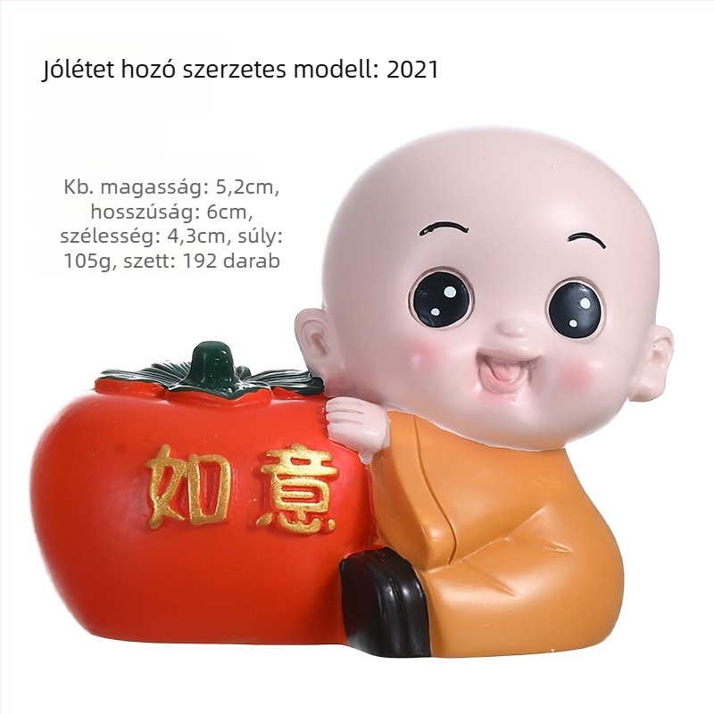 Gyanta figura kínai stílusú szerzetes, karikatúra dekoráció, házavató ajándék