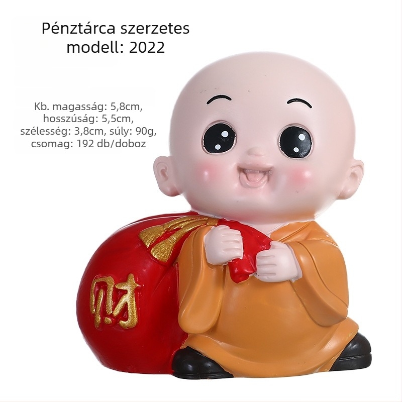 Gyanta figura kínai stílusú szerzetes, karikatúra dekoráció, házavató ajándék