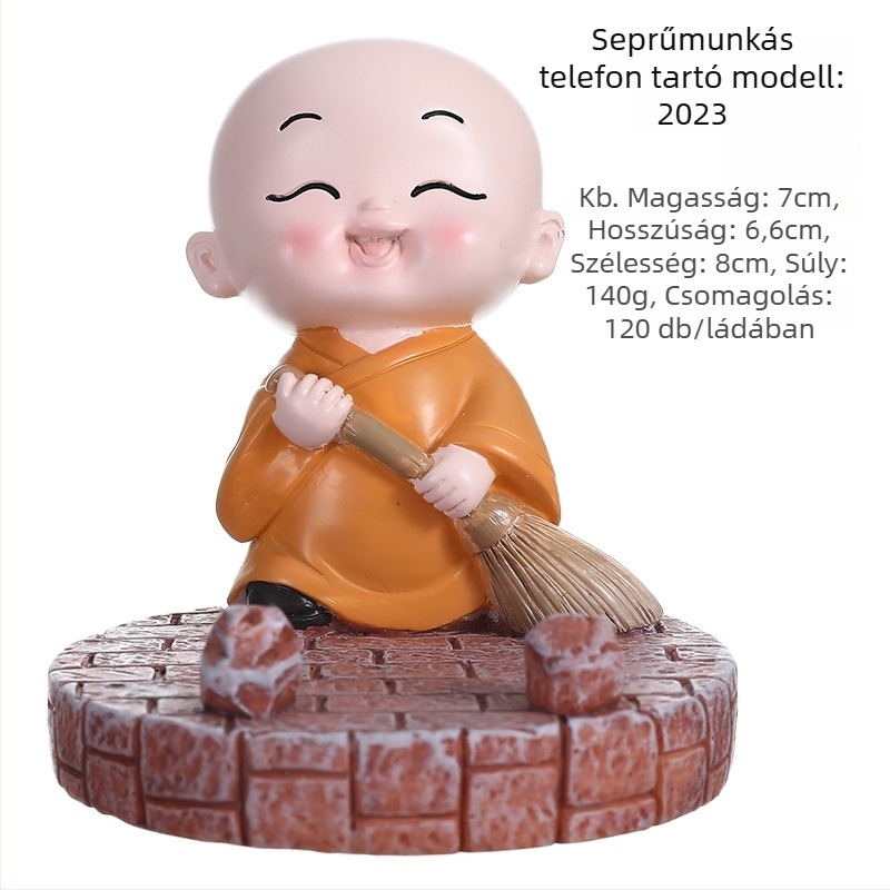 Gyanta figura kínai stílusú szerzetes, karikatúra dekoráció, házavató ajándék
