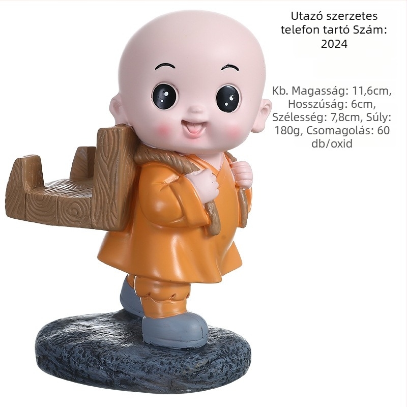 Gyanta figura kínai stílusú szerzetes, karikatúra dekoráció, házavató ajándék