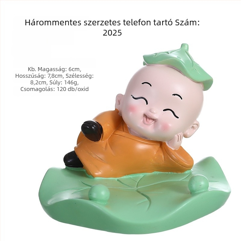 Gyanta figura kínai stílusú szerzetes, karikatúra dekoráció, házavató ajándék