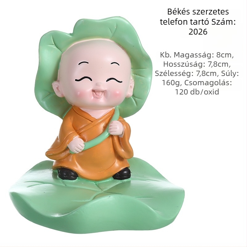 Gyanta figura kínai stílusú szerzetes, karikatúra dekoráció, házavató ajándék