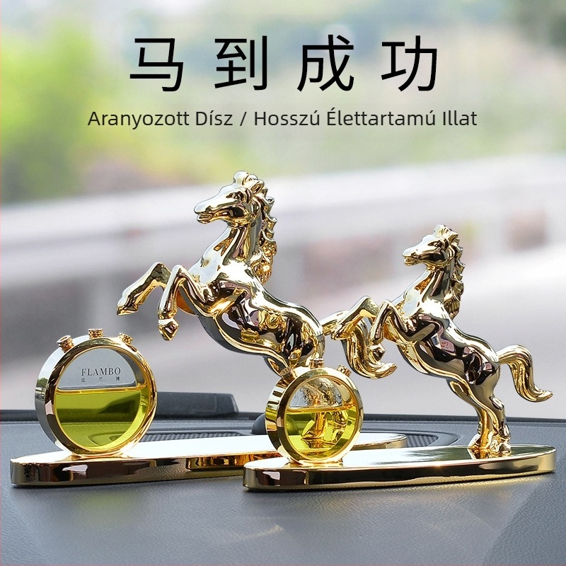 Autó napelemes forgó ló dísz, acél szerkezet, illatosító és szagtalanító funkcióval, Frambo, egyszerű stílus, dobozos csomagolás