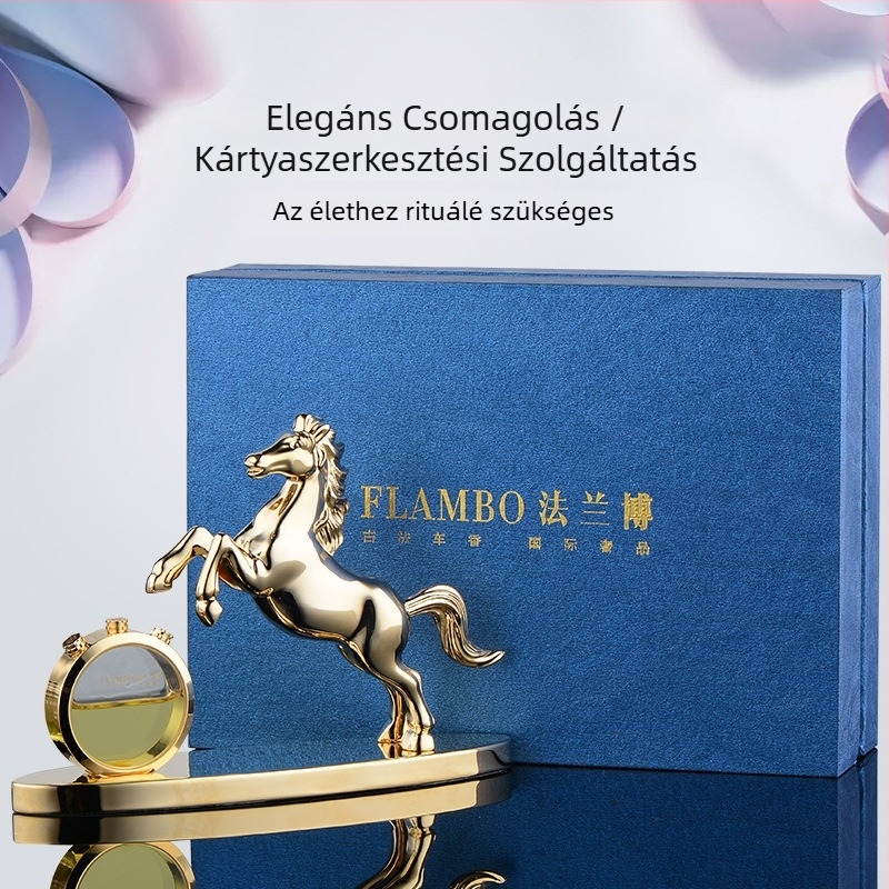 Autó napelemes forgó ló dísz, acél szerkezet, illatosító és szagtalanító funkcióval, Frambo, egyszerű stílus, dobozos csomagolás