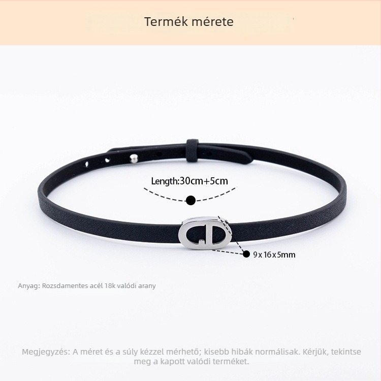 Choker nyaklánc műbőr szíjjal, 304 rozsdamentes acél medállal, szöveges motívummal, kézzel polírozott