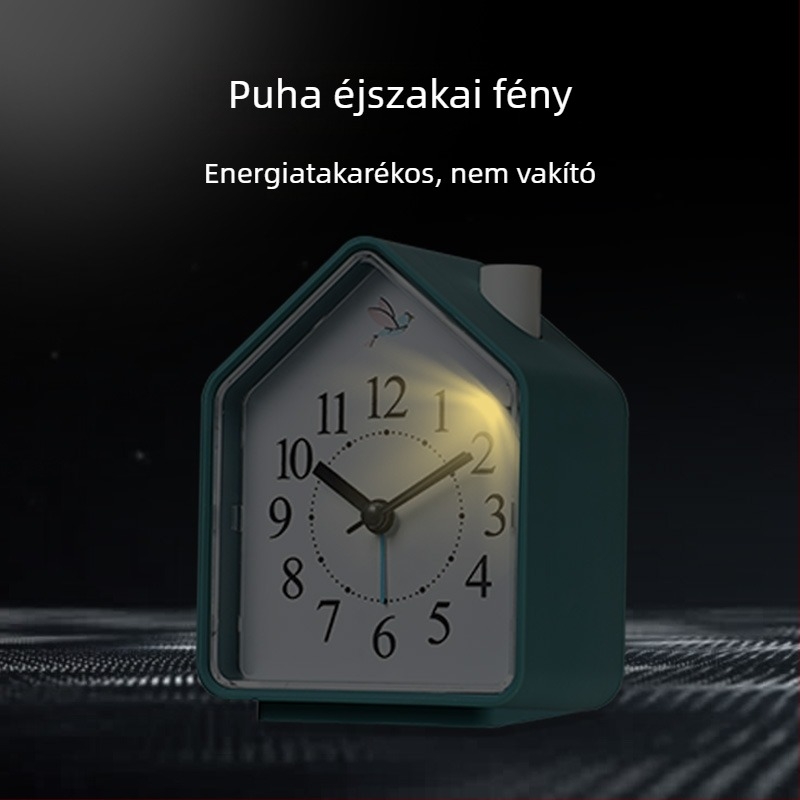 Íróasztali óra kakukk motívummal, csendes, elemmel működő, mechanikus mozgás