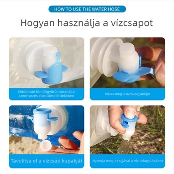 Kültéri, hordozható, összecsukható víztároló táska, 5 L kapacitású, túrákhoz és utazásokhoz