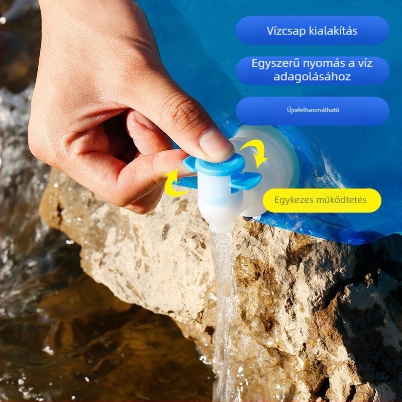 Kültéri, hordozható, összecsukható víztároló táska, 5 L kapacitású, túrákhoz és utazásokhoz