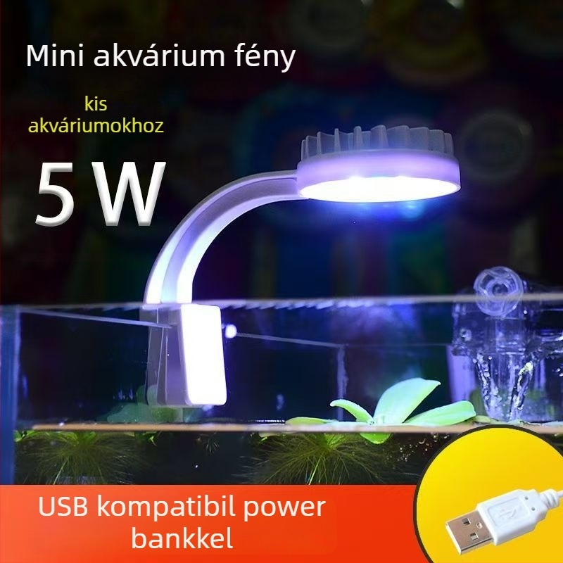 LIJUN Teljes spektrumú LED akváriumi világítás – USB klipszes LED Bettához és növényes akváriumokhoz, korall LED