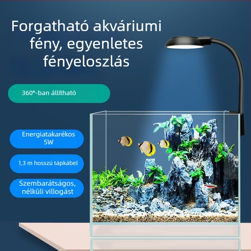 LIJUN Teljes spektrumú LED akváriumi világítás – USB klipszes LED Bettához és növényes akváriumokhoz, korall LED