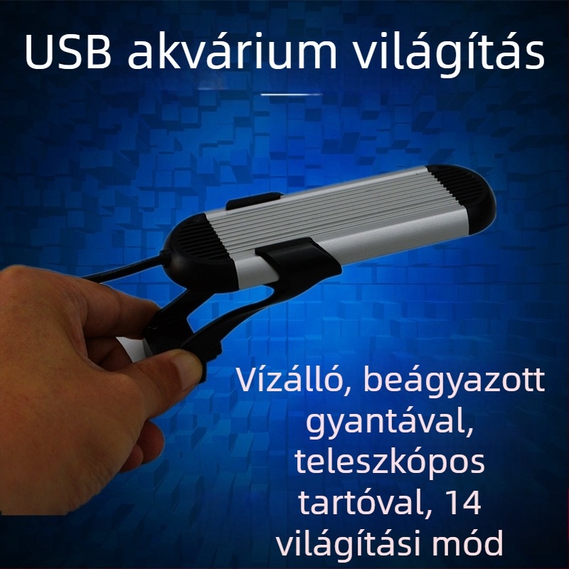 LIJUN Teljes spektrumú LED akváriumi világítás – USB klipszes LED Bettához és növényes akváriumokhoz, korall LED