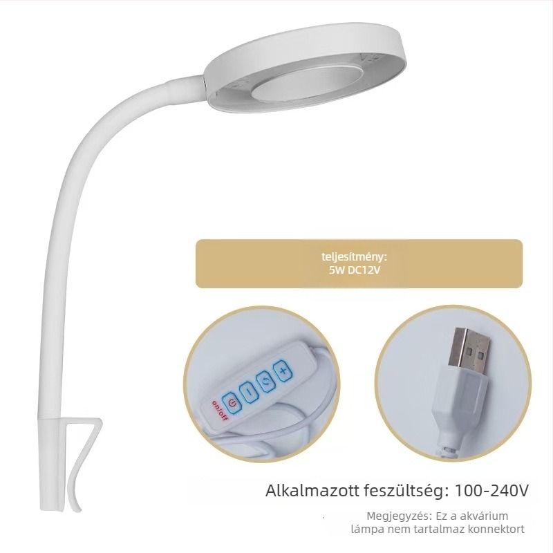 LIJUN Teljes spektrumú LED akváriumi világítás – USB klipszes LED Bettához és növényes akváriumokhoz, korall LED