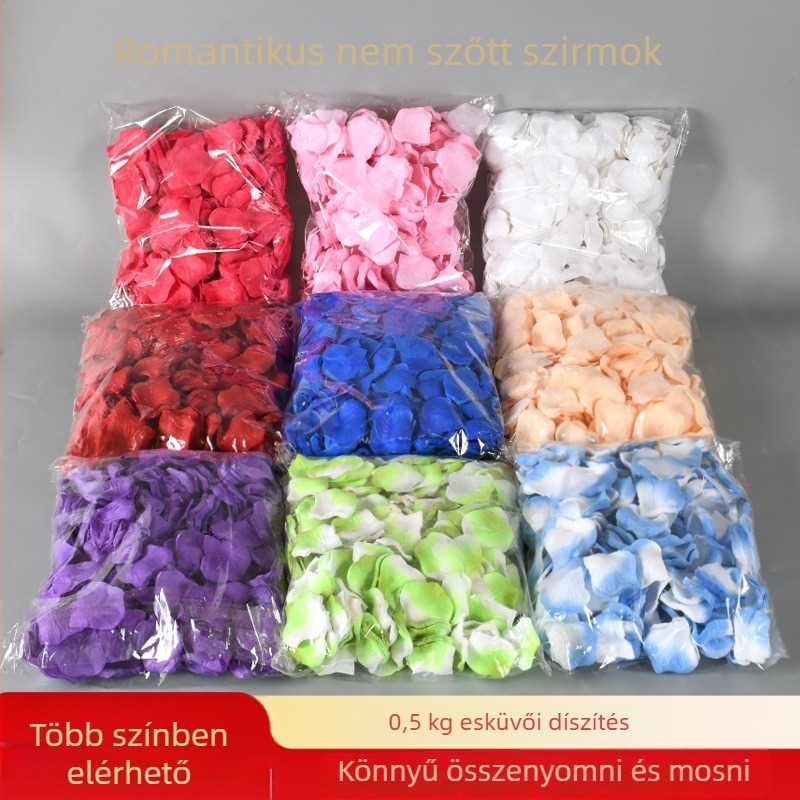 Mű rózsa szirmok csomagja megkéréshez és esküvőhöz, nemszőtt anyag, egyszerű csomagolás, Rusen Wedding márka