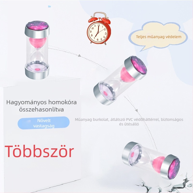 Üvegből készült homokóra elektroplatinált csillagos égbolttal, 30 perc–1 óra, asztali dekoráció