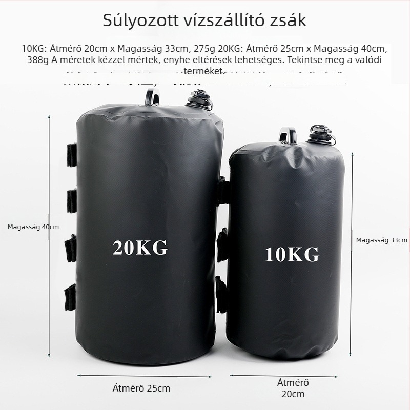 Kültéri víztartály alap sátorokhoz és napernyőkhöz — PVC, vízálló anyag, kapacitás 10 kg/20 kg, logó testreszabás