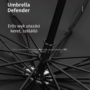 Összecsukható esernyő, kézi nyitás és zárás, 12 bordás fém vázzal, UPF50+ UV védelem, vízálló