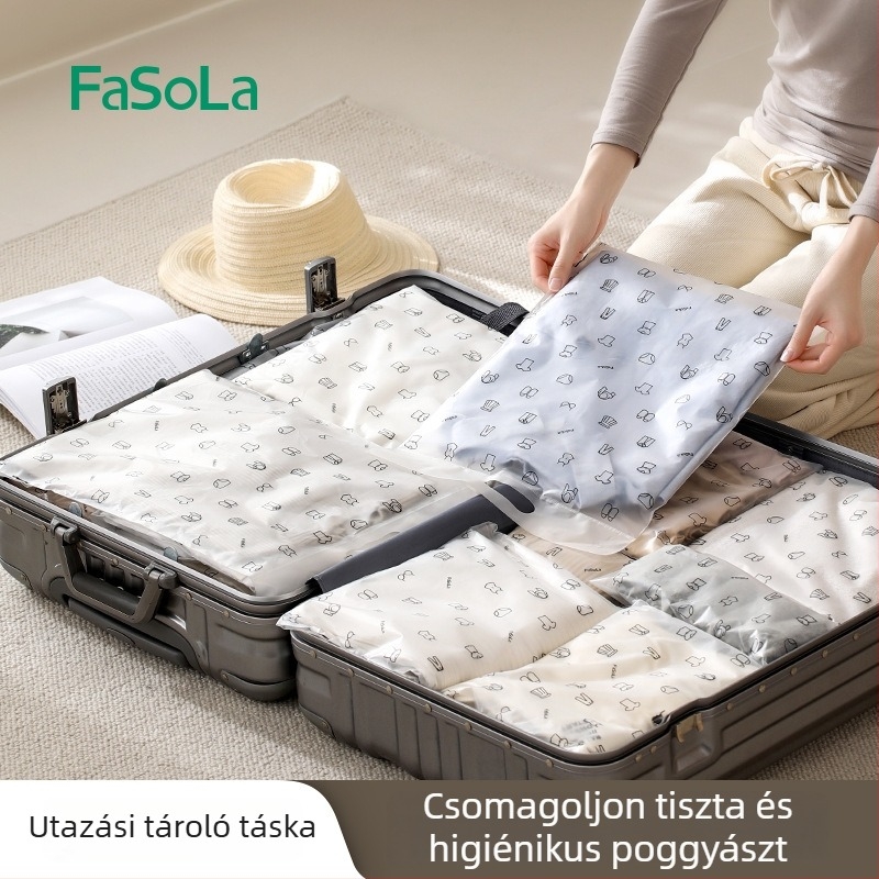 FaSoLa Utazási Tároló Táska, Kézben Hordozható Forma, PE Anyag, Vízálló Zárás, Többfunkciós Szervező Cipők, Fehérnemű és Ruhák Számára