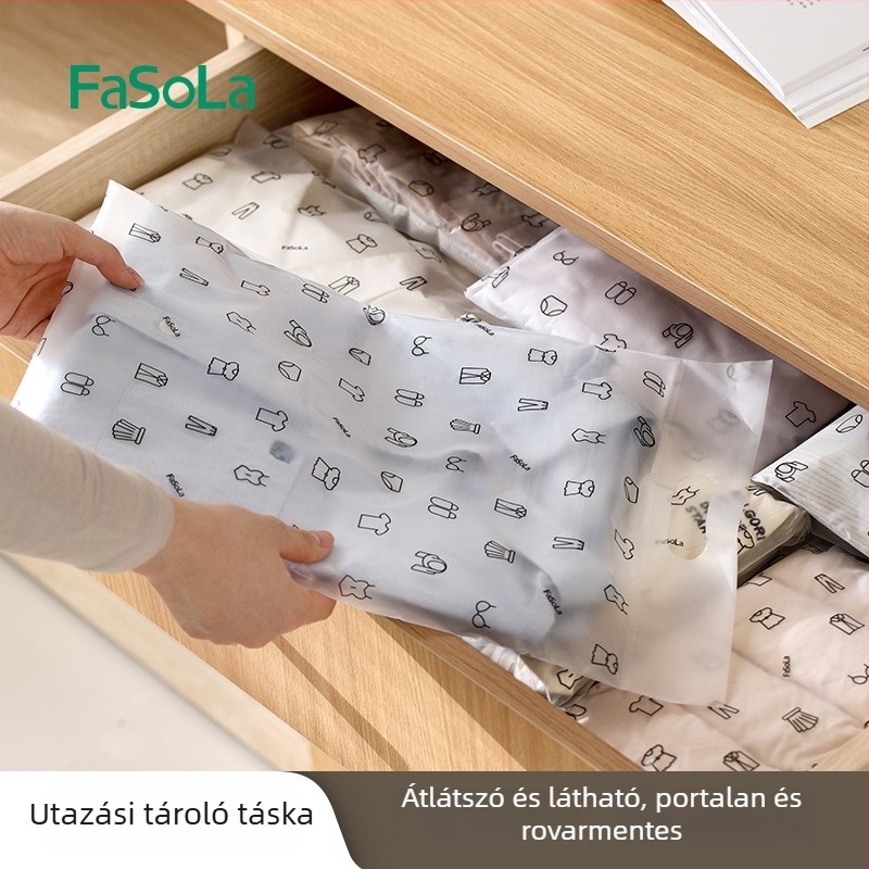 FaSoLa Utazási Tároló Táska, Kézben Hordozható Forma, PE Anyag, Vízálló Zárás, Többfunkciós Szervező Cipők, Fehérnemű és Ruhák Számára
