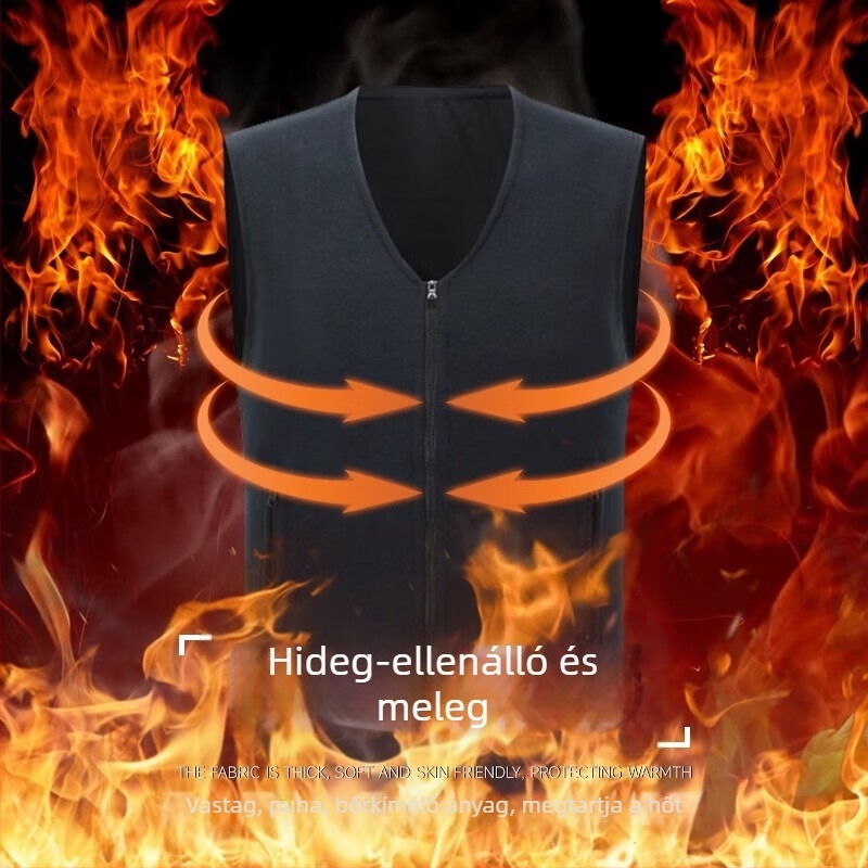 Uniszex fleeces mellény téli meleg, polár fleece, bélés poliészter, kardigán stílus, egyszínű modell, kapucni nélküli