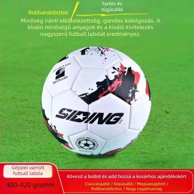 5-ös méretű futball-labda fiatalok és iskolások számára, gépi és kézi varrással, PU bőr betétekkel, kapus-edzés modell