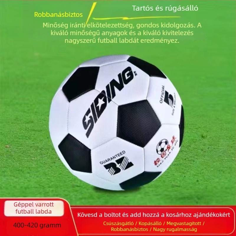 5-ös méretű futball-labda fiatalok és iskolások számára, gépi és kézi varrással, PU bőr betétekkel, kapus-edzés modell