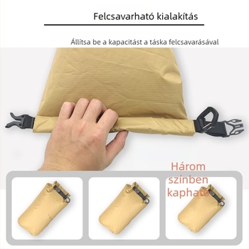 Ultra könnyű túra- és hegymászó tároló táska roll-top vízálló zárással, strandhoz, úszáshoz és raftinghoz