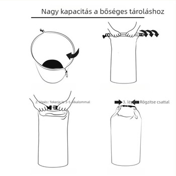 Ultra könnyű túra- és hegymászó tároló táska roll-top vízálló zárással, strandhoz, úszáshoz és raftinghoz
