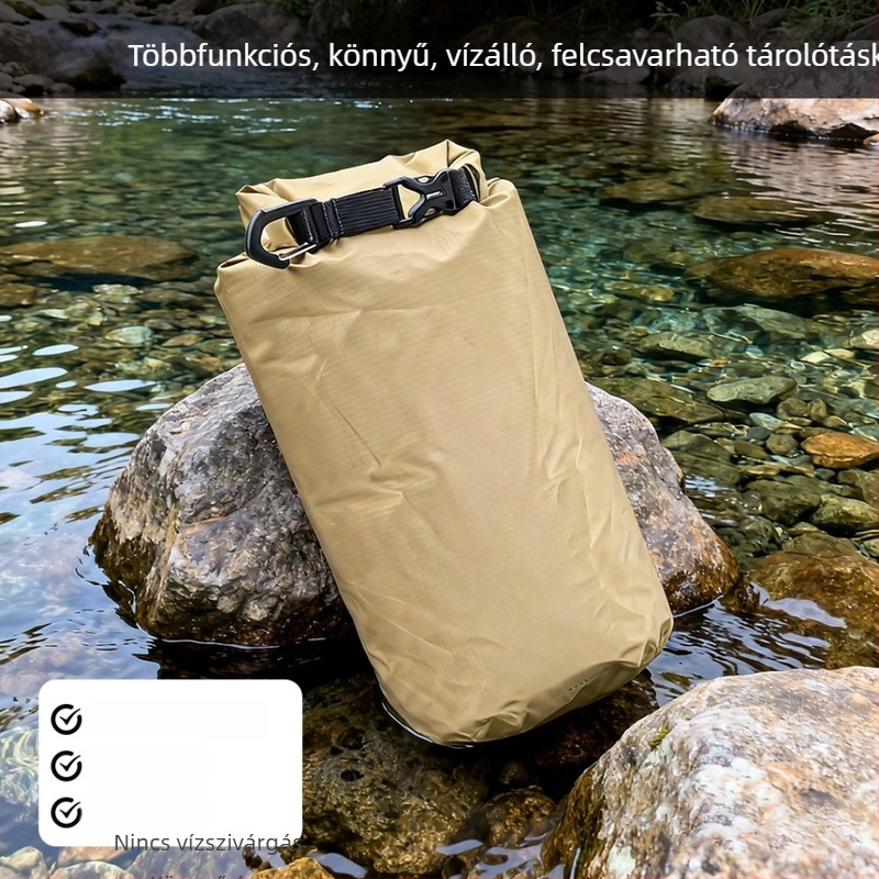 Ultra könnyű túra- és hegymászó tároló táska roll-top vízálló zárással, strandhoz, úszáshoz és raftinghoz
