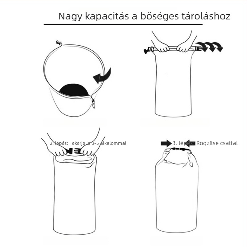 Ultra könnyű túra- és hegymászó tároló táska roll-top vízálló zárással, strandhoz, úszáshoz és raftinghoz