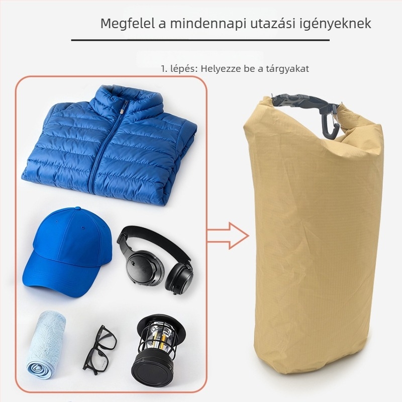 Ultra könnyű túra- és hegymászó tároló táska roll-top vízálló zárással, strandhoz, úszáshoz és raftinghoz