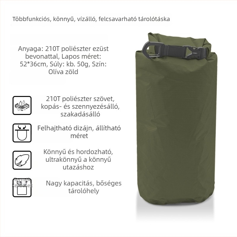 Ultra könnyű túra- és hegymászó tároló táska roll-top vízálló zárással, strandhoz, úszáshoz és raftinghoz