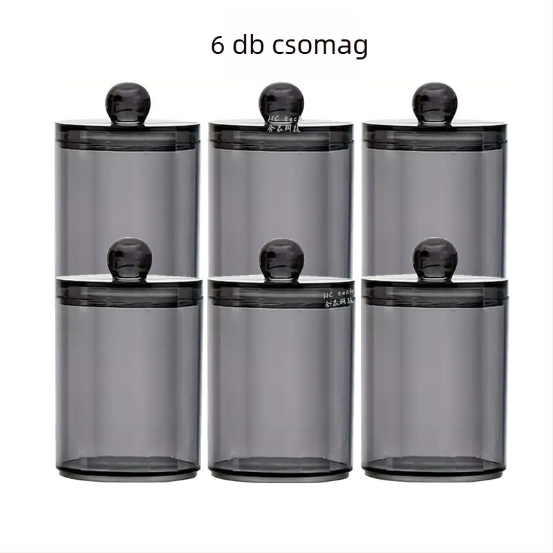 Polisztirol kerek tároló doboz pamutpárnák és fültisztító pálcikák számára fedéllel, 500 ml, halmozható, modell gfg566