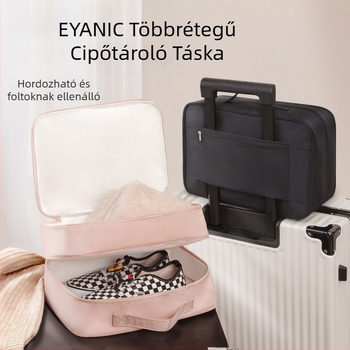 Utazó cipő tároló táska, kocka alakú, poliészter, lélegző