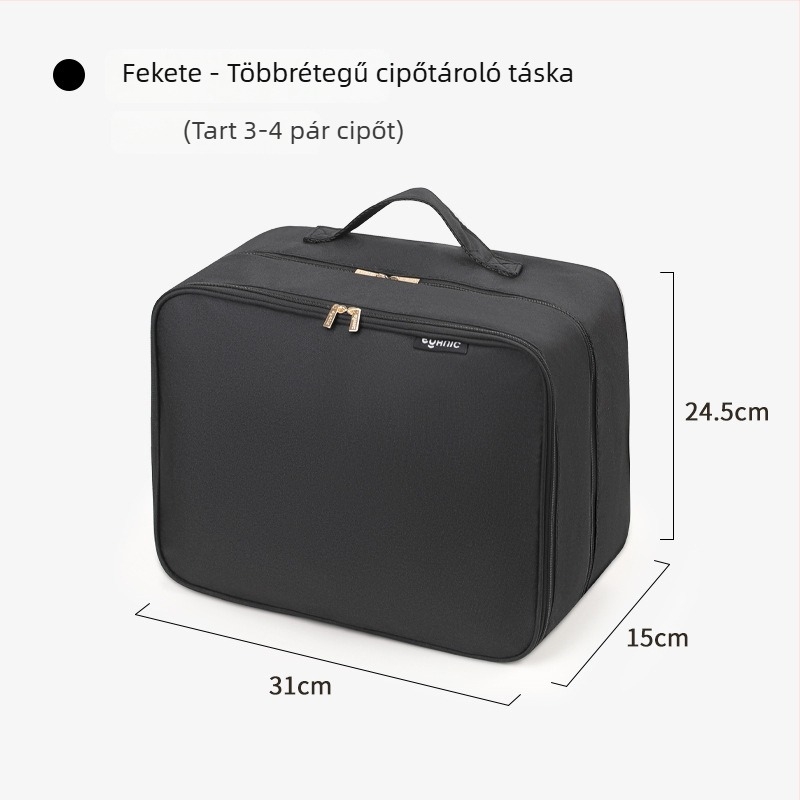 Utazó cipő tároló táska, kocka alakú, poliészter, lélegző