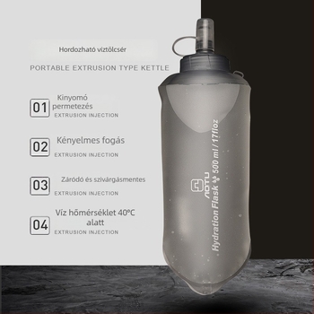 Kültéri összecsukható víztáska és pohár, 500 ml, TPU anyag, PP fedél, szilikon nyílás