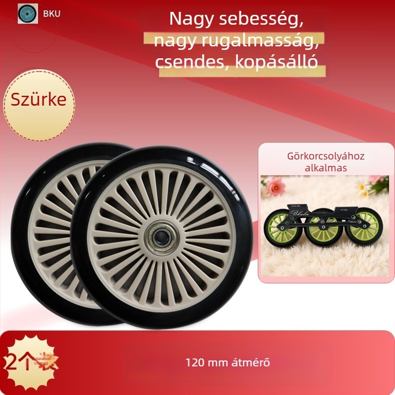 120 mm PU kerék pótkészlet – 2 db, napraforgó mintázat, görkorcsolyákhoz, babakocsikhoz, kézikocsihoz és bútorokhoz