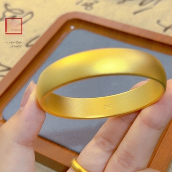 Aranyozott réz karkötő matt felülettel, széles geometriai dizájn, uniszex