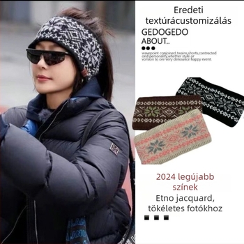 Kötött fejkendő-sál, csillag alakú formával éskockás mintával, ősz 2023, Qin Lan modell