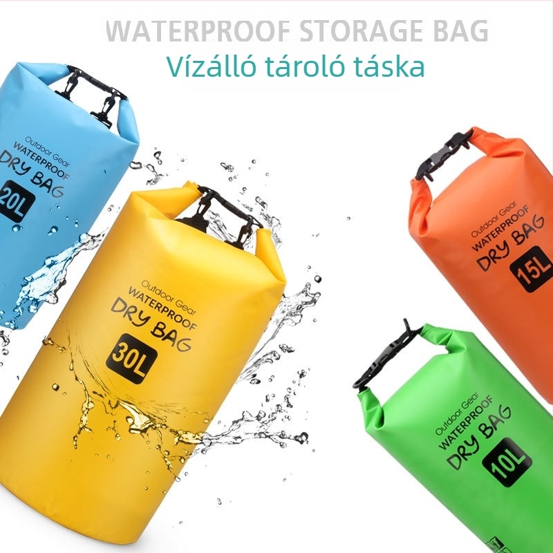 Kültéri PVC vízálló vödör táska, 30 L kapacitás, strand, úszás és túrázás